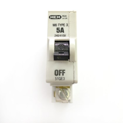 MEM 51QE3 M6 5A 5 Amp MCB Circuit Breaker Type 3